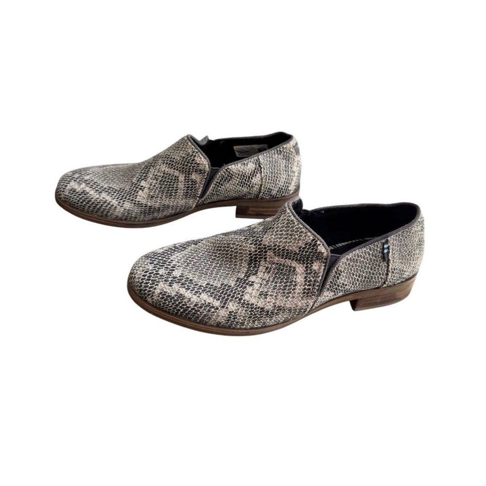 🌴 Toms Gray Shaye Low Bootie Slip-On Snakeskin Texture Loafers Shoes
